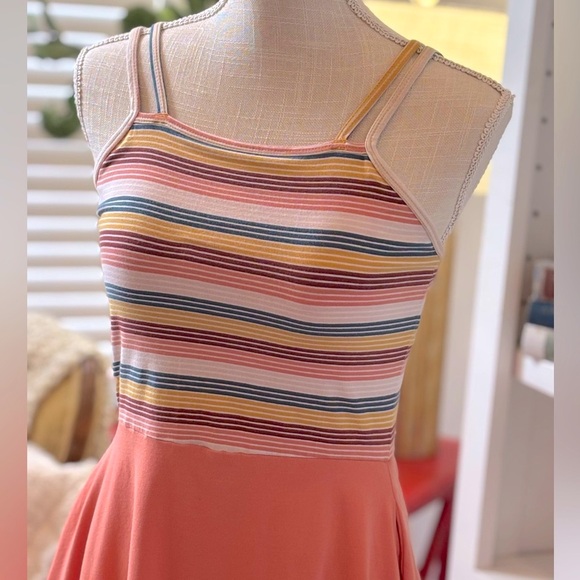 Pact Organic Striped/Salmon Fit & Flare Cross-Strap Sun Dress. Women’s Sz-M EUC - Picture 3 of 12